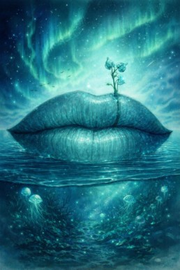 aurora lips veggbilde fra Dahlia Design