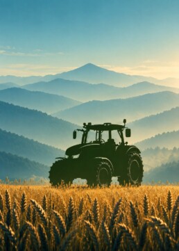 Grønne enger veggbilde med traktor fra Dahlia Design